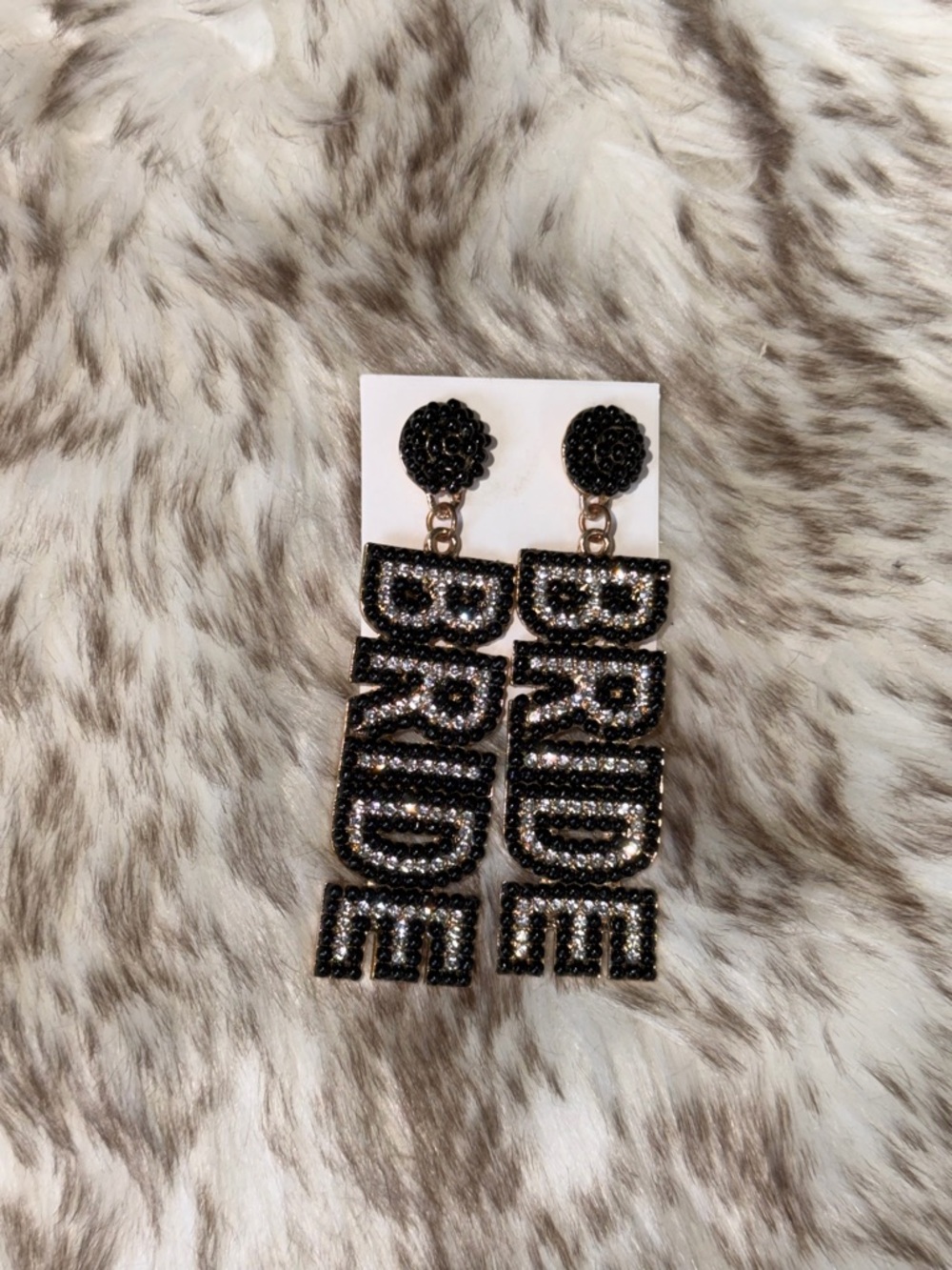 BRIDE Black Crystal Statement Earrings - Unbranded
